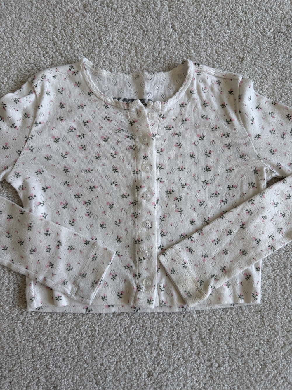 Katie J NYC Girls White Floral Button Cardigan - size Small